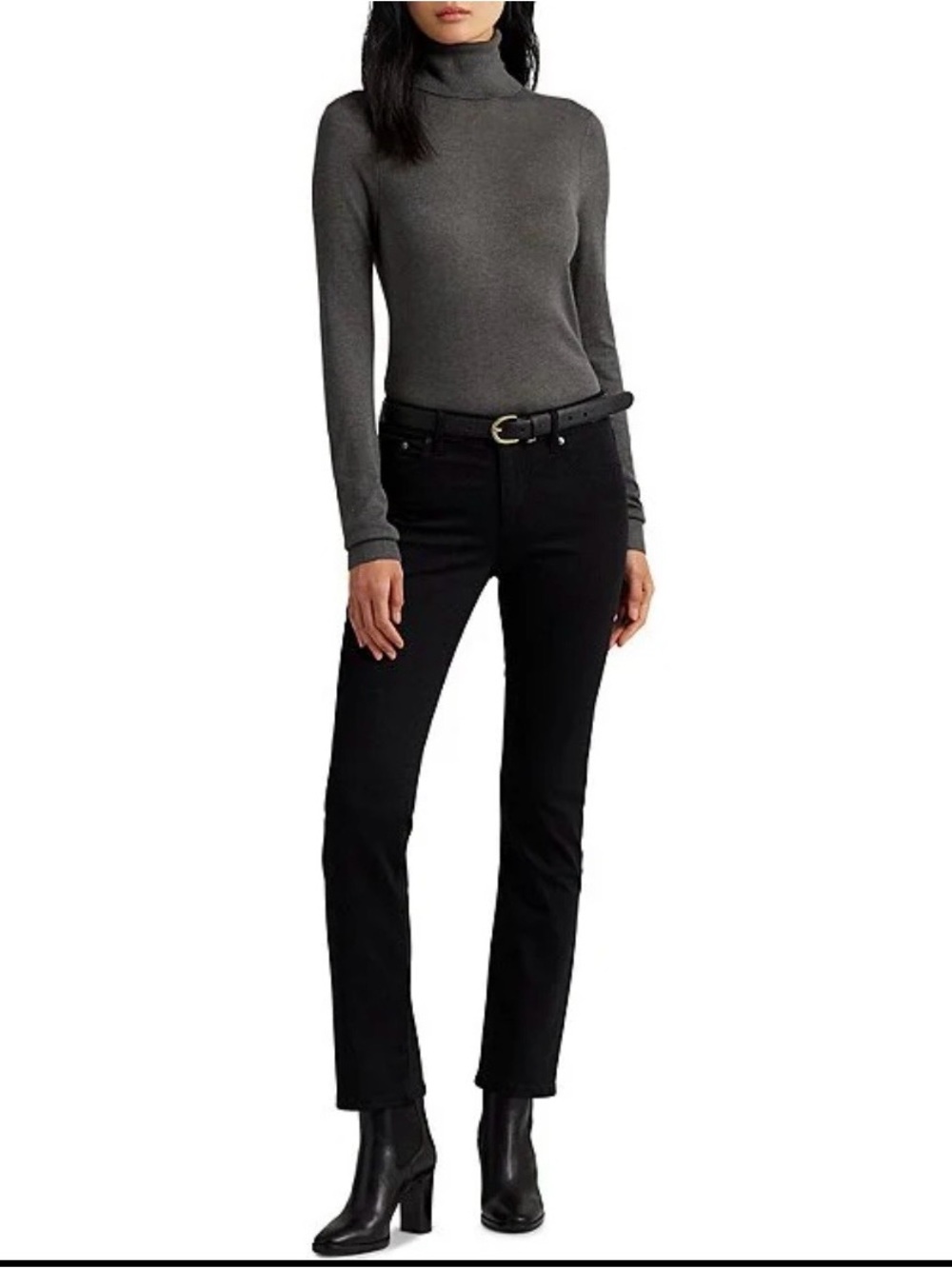 Lauren Ralph Lauren Black Denim Straight Mid Rise Leg Jeans for Women Size 12